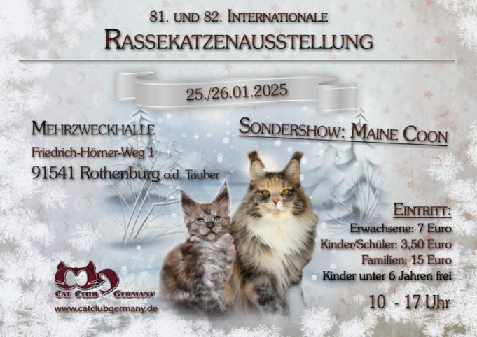 Internationale Rassekatzenausstellung des CCG 2025: Eleganz und Anmut in Rothenburg ob der Tauber Internationale Rassekatzenausstellung